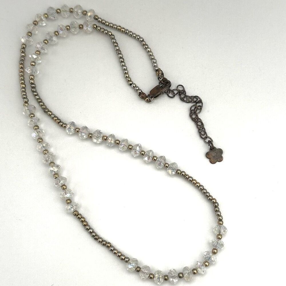 Silver tone clear crystal beaded necklace - Picture 9 of 9